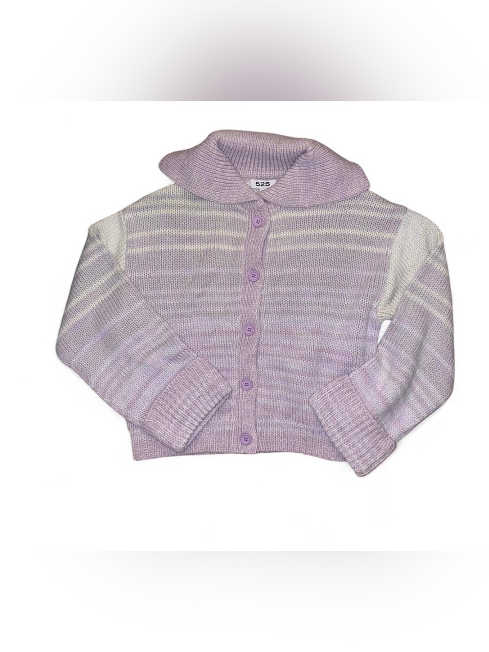 525 Suzanne Ombré Purple Rose striped cardigan chunky collar button-up S NWT